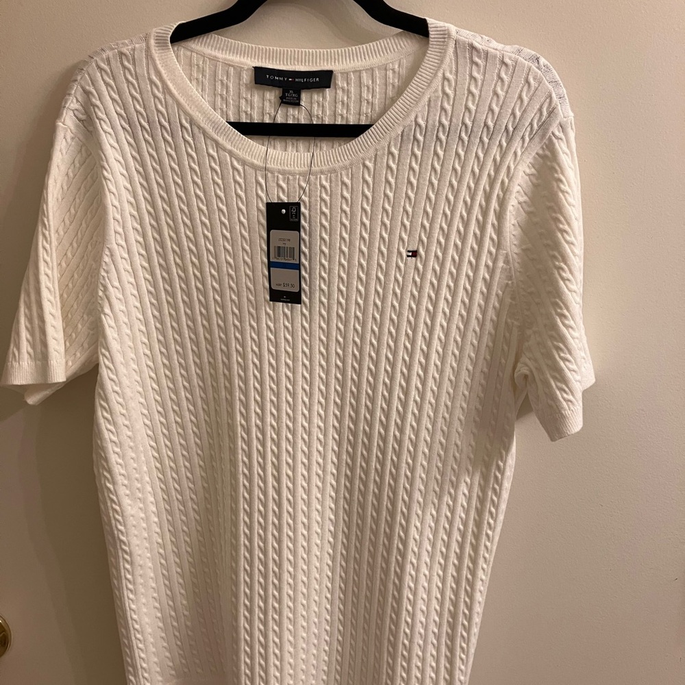 NWT Tommy Hilfiger Ivory Textured Knit Top XL